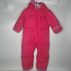 Columbia Baby Pink Bunting Snowsuit Coat Hooded Fleece Cover hand/feet 18-24M